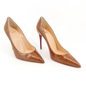 Christian Louboutin Kate 100 Pumps EU 40 US 10 Brown Alligator Croc High Heel